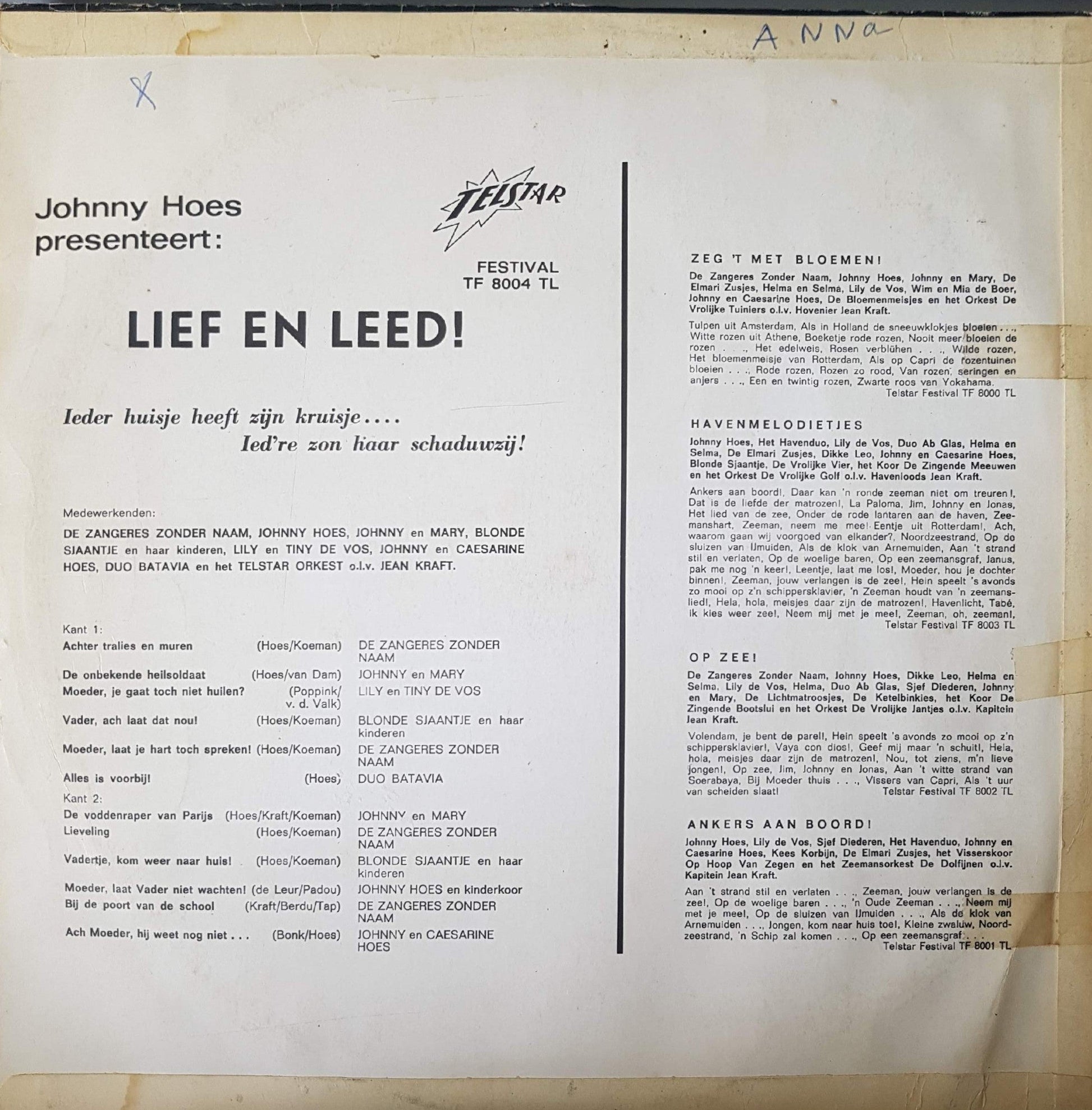 Zangeres Zonder Naam - Lief en Leed! (LP) Vinyl LP Vinyl Goed / Hoes Goed