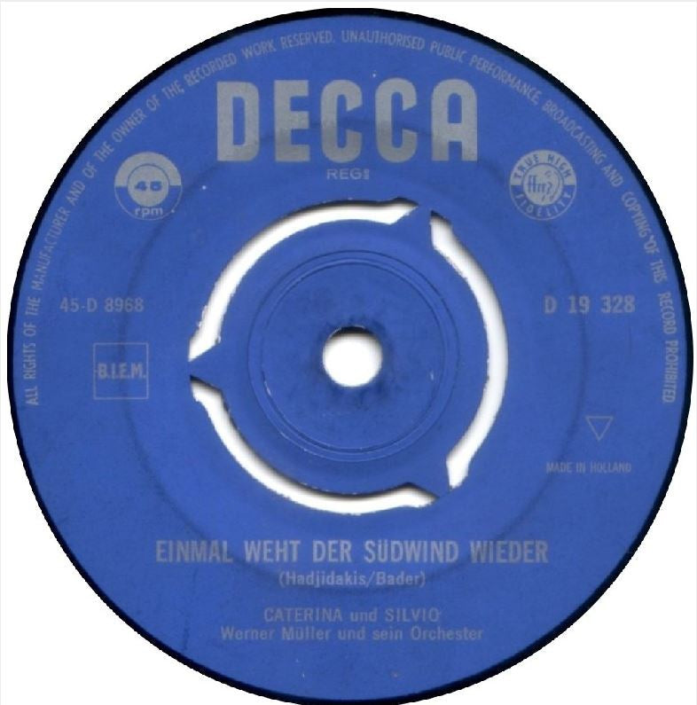 Caterina Und Silvio - Einmal Weht Der Sudwind Wieder Vinyl Singles Vinyl Zeer Goed / Hoesje Goed "VINYLSINGLES.NL"