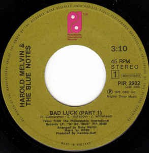 Harold Melvin & The Blue Notes - Bad Luck (Part * & *) Vinyl Singles Vinyl Zeer Goed / Hoesje Goed "VINYLSINGLES.NL"