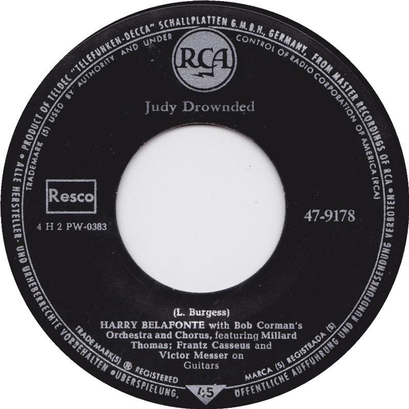 Harry Belafonte - Judy Drownded 08606 Vinyl Singles Vinyl Goed / Hoes Generic