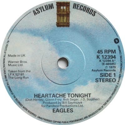Eagles - Heartache Tonight Vinyl Singles Vinyl Zeer Goed / Hoesje Generic "VINYLSINGLES.NL"