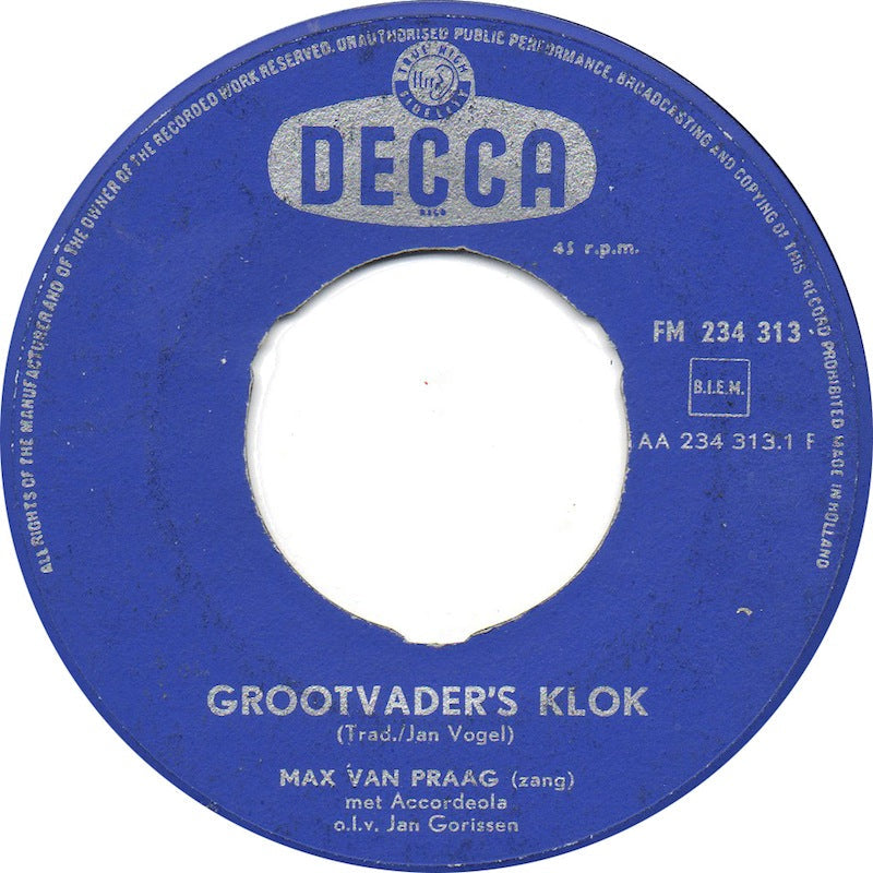 Max van Praag - Grootvader's Klok 02653 Vinyl Singles Vinyl Goed / Hoes Generic