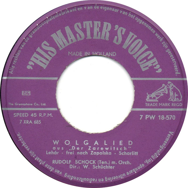 Rudolf Schock - Wolgalied 13422 Vinyl Singles Vinyl Goed / Hoes Goed